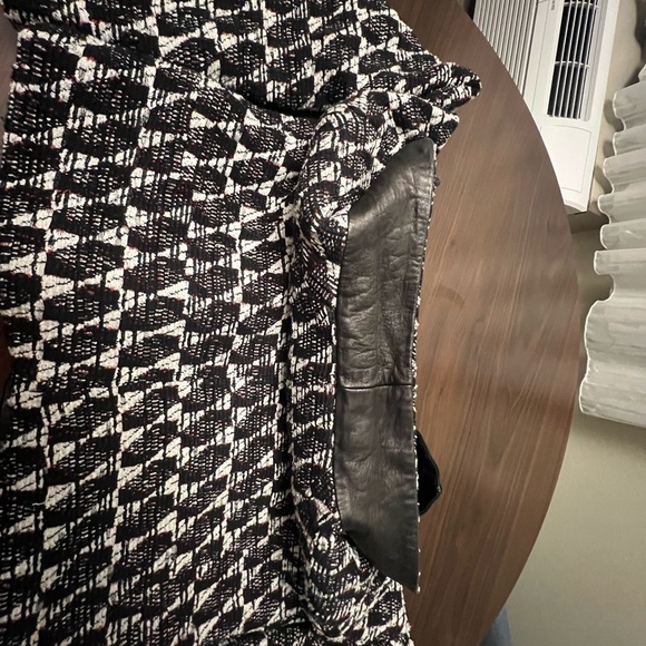 Rebecca Minkoff Tweed Leather Cropped Jacket XS Black White Designer Blazer - Picture 8 of 9